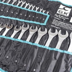 Sada očkoplochých klíčů, chrom 24 dílů | 6-32mm; GK TOOLS; textilní obal