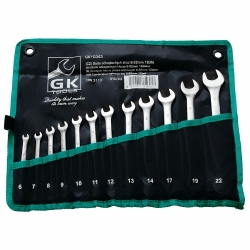 Sada očkoplochých klíčů, chrom 12 dílů | 6-22mm; GK TOOLS; textilní obal 